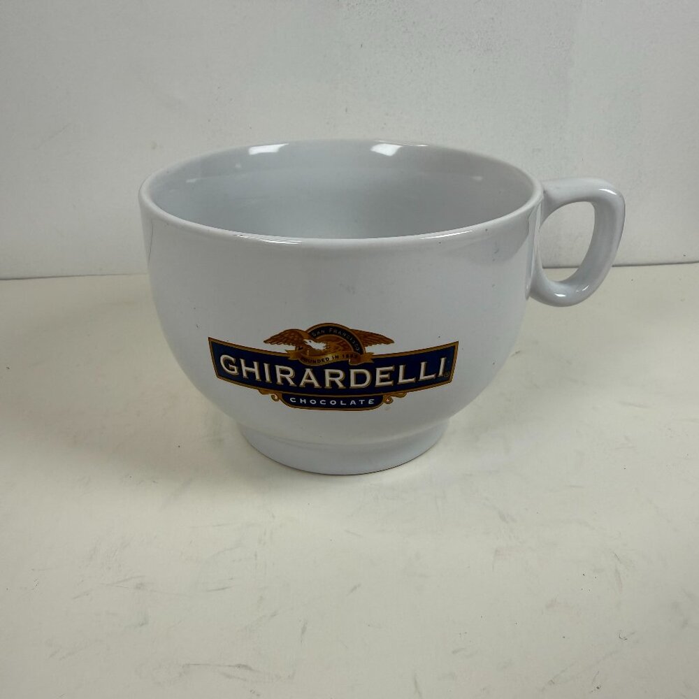 2015 Ghirardelli Extra Large Wide Mouth White Mug 5" Microwave Dishwasher Safe E